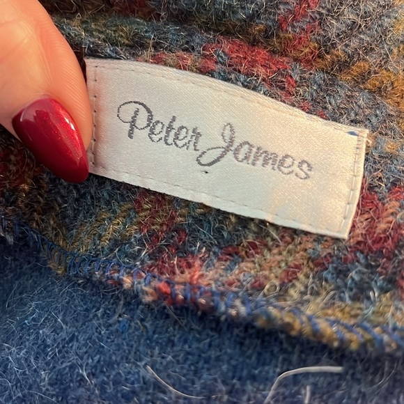 Peter James Wool Mohair Cape with Attached Scarf Blue O/S - Picture 11 of 11